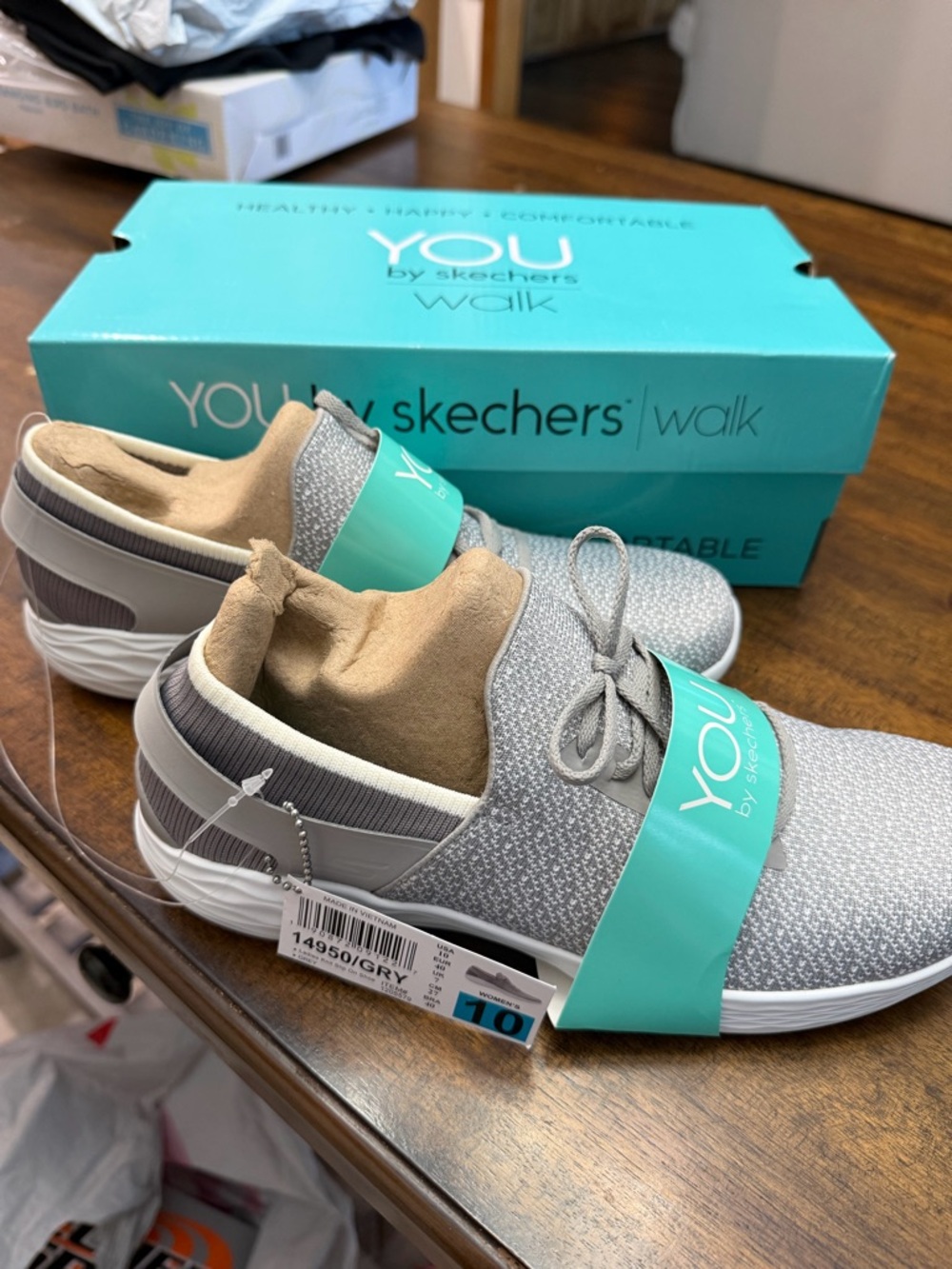 YOU by Skechers Womens Gray Knit Slip-On Walking Shoes - Picture 2 of 5